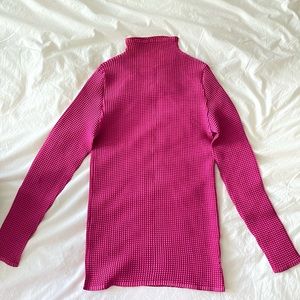 Issey Miyake pink waffle pleat turtleneck
